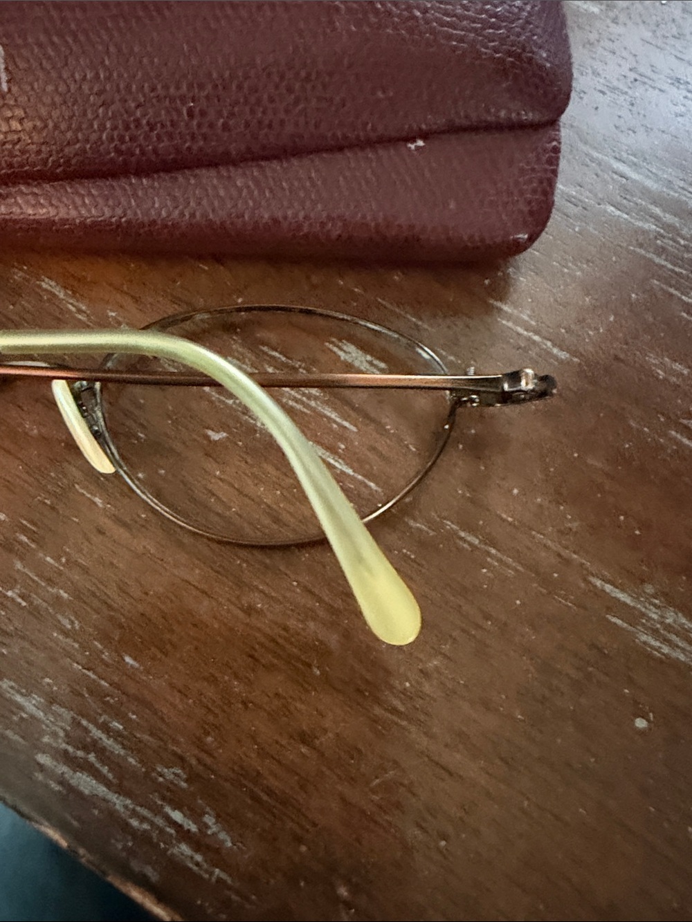 Oliver Peoples OP553 copper colored Round Metal Eyeglasses with vintage red case - Picture 4 of 16